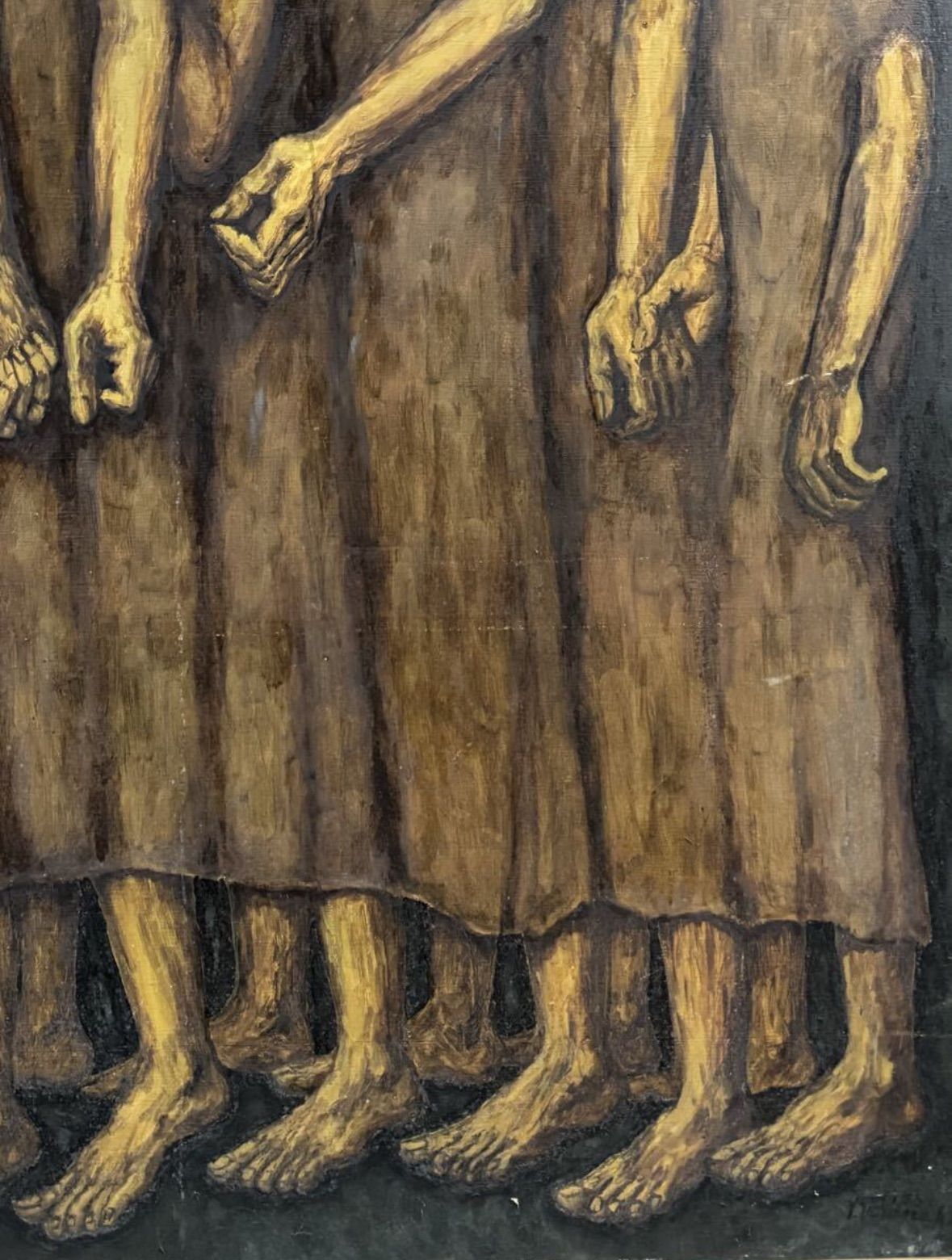 寺中靖直 「A級七人の死」油彩 F100号 大作 人物画 1955年制作 和歌山