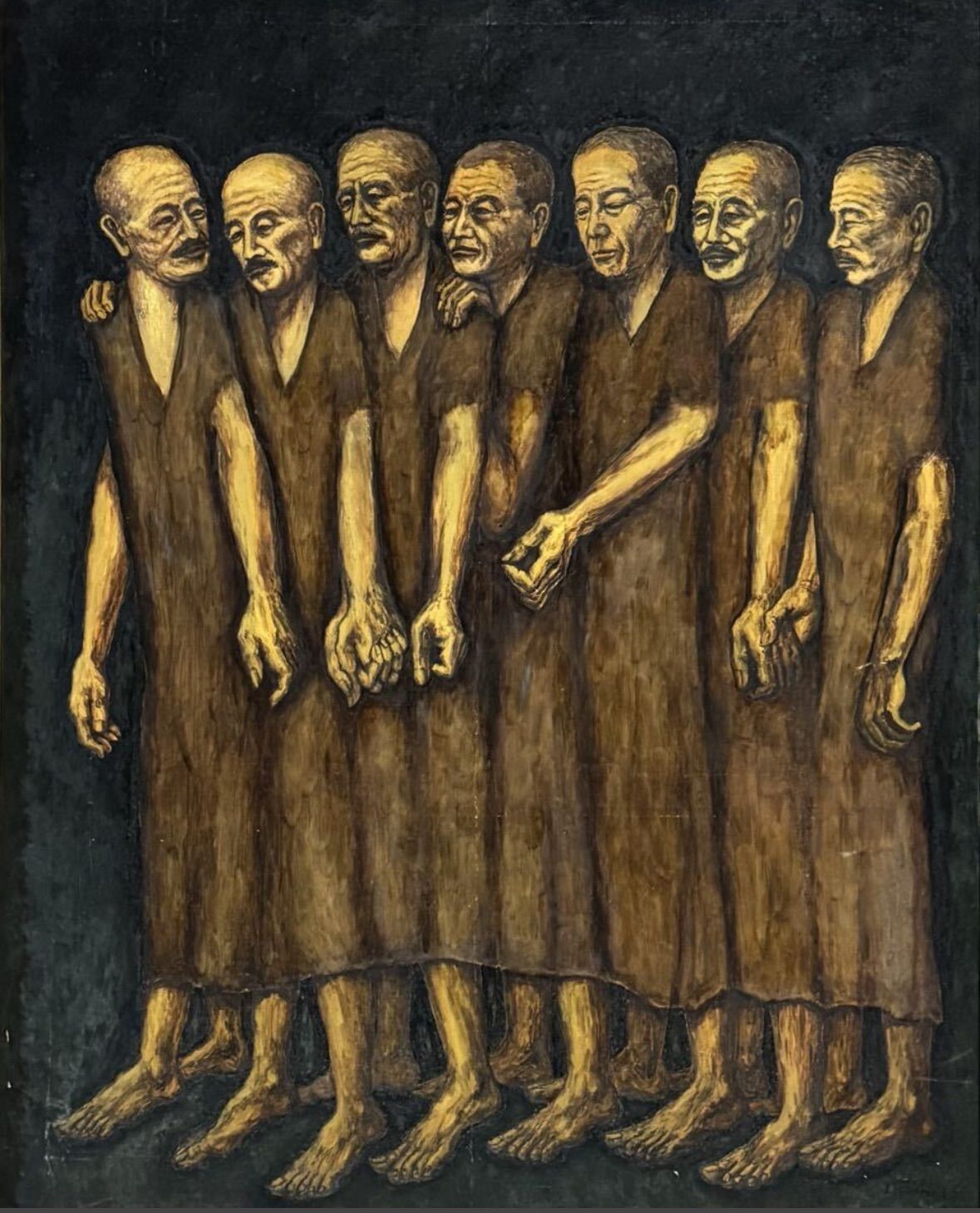 寺中靖直 「A級七人の死」油彩 F100号 大作 人物画 1955年制作 和歌山
