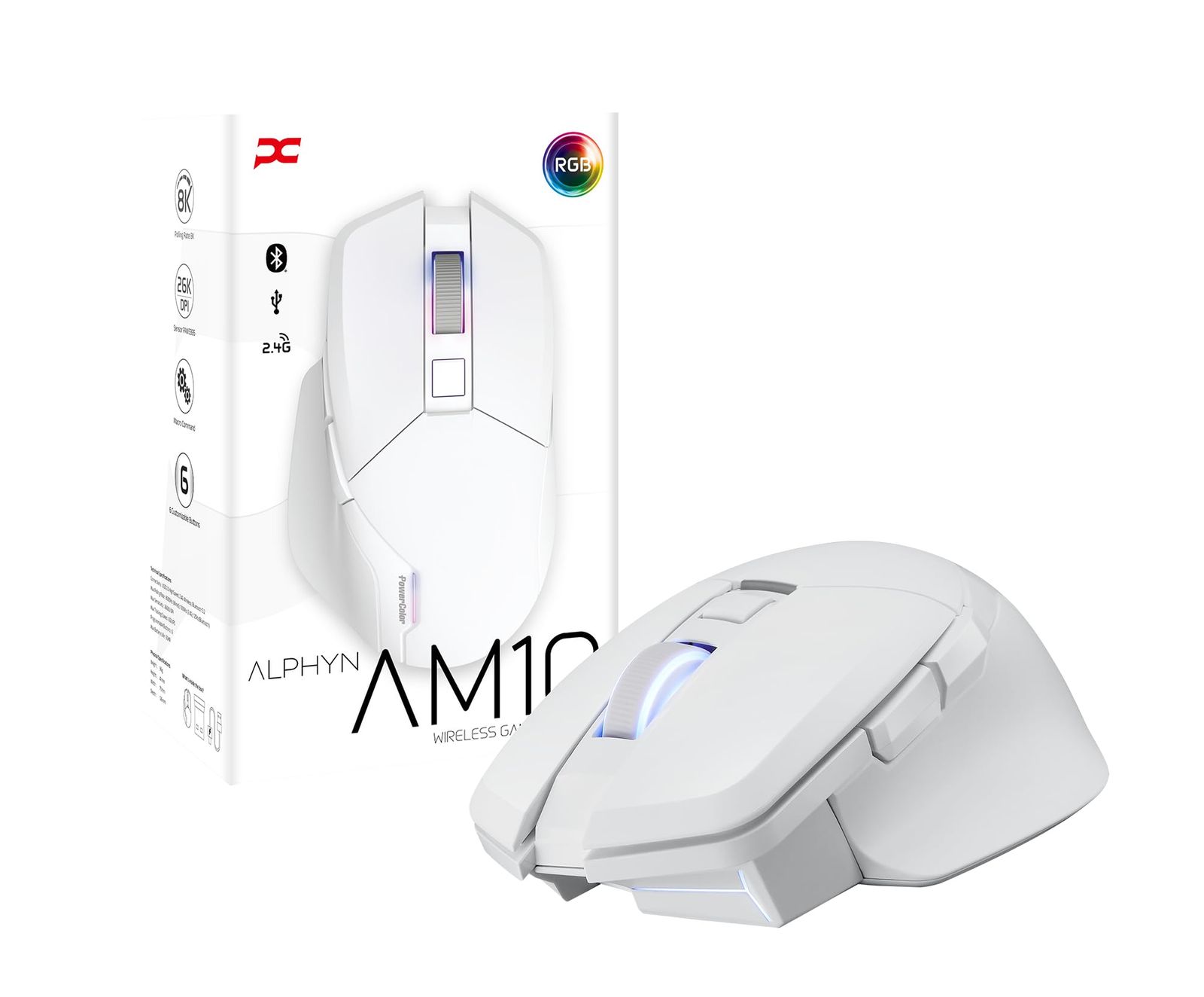 ALPHYN ALPHYN AM10 AM10 Wireless Mouse ホワイト モデル WHITE ワイヤレスゲーミングマウス PowerColor