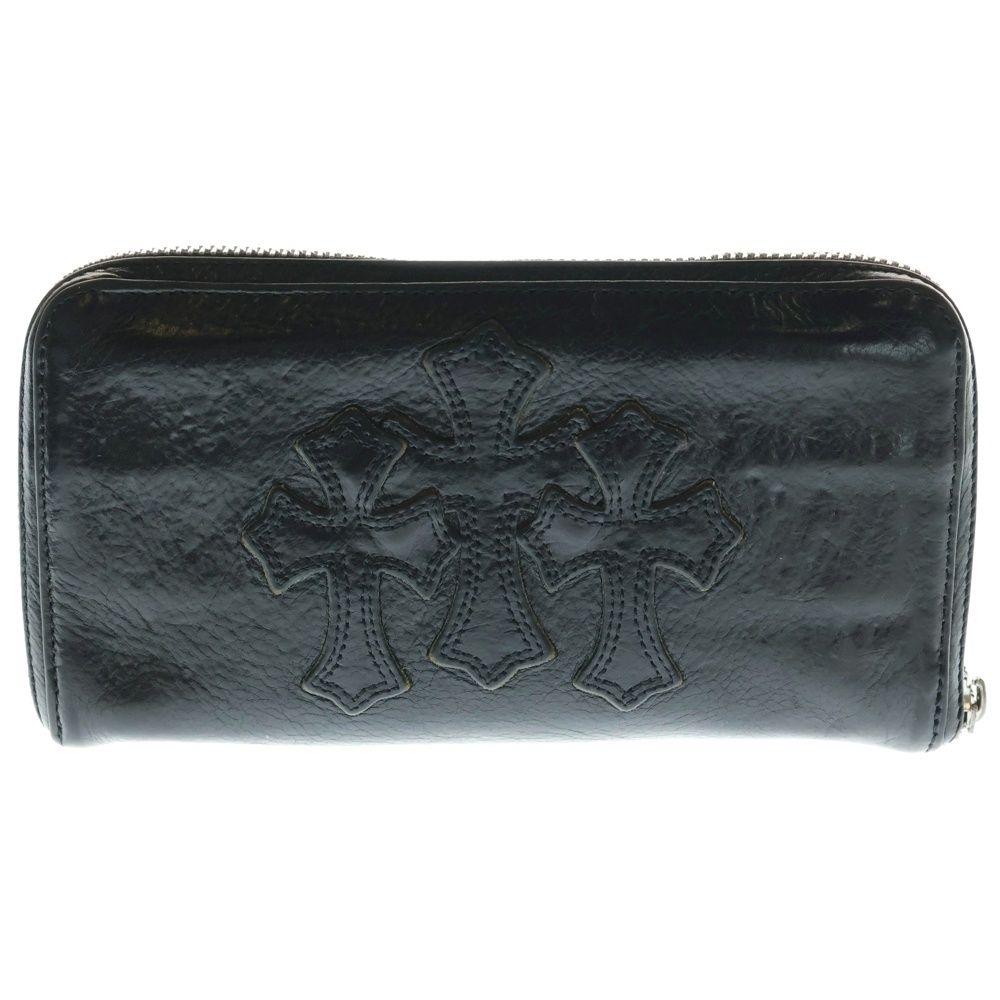 CHROME HEARTS クロムハーツ REC F ZIP 3クロス ラウンドジップレザーウォレット 財布 ブラック BCA368