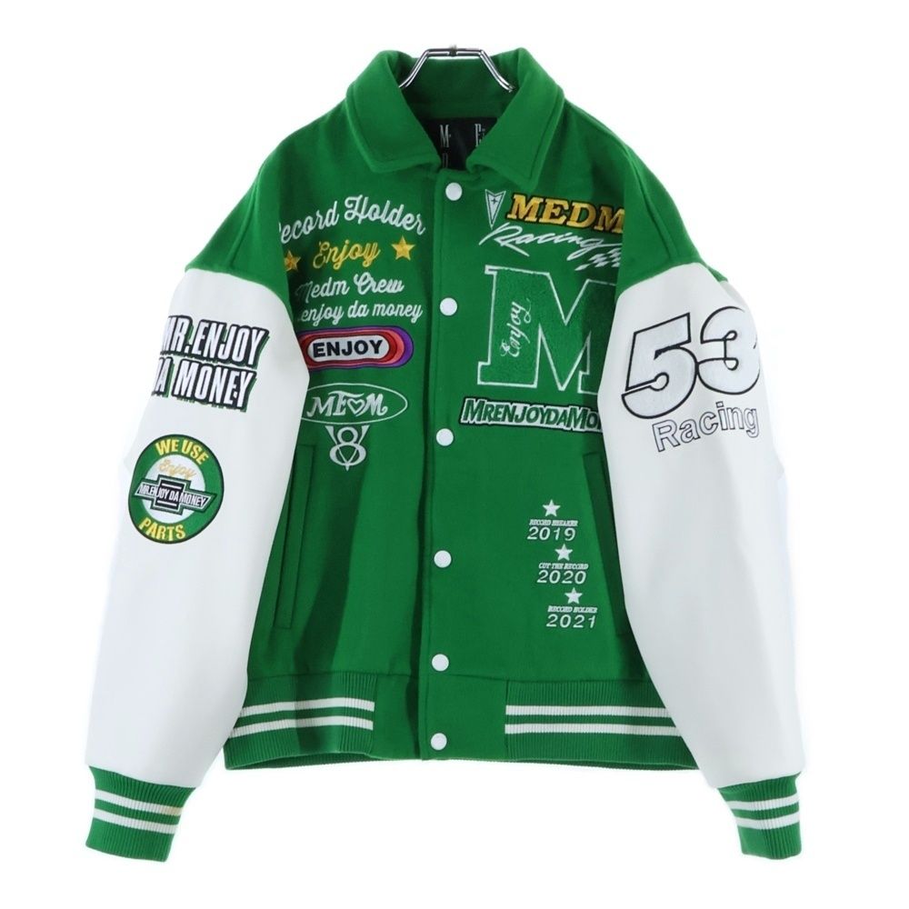 MR.ENJOY DA MONEY ミスター エンジョイ ダ マネー ミスターエンジョイダマネー 3TH ANNIVERSARY STADIUM JACKET MEDM00213 3周年記念 スタジアムジャケット スタジャン グリーン ホワイト
