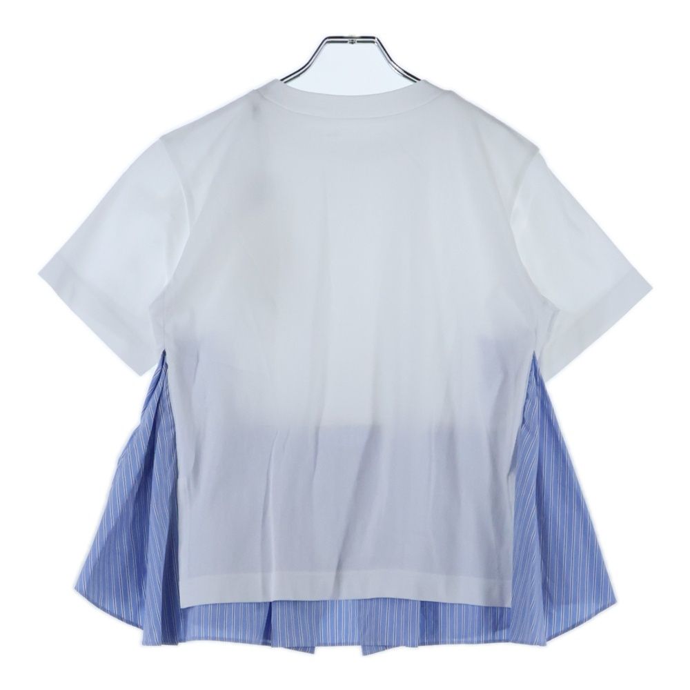 Sacai サカイ 25SS Poplin Cotton Jersey T-Shirt ポプリン コットン ジャージー 半袖Tシャツ カットソー ホワイト ブルー 25-08014