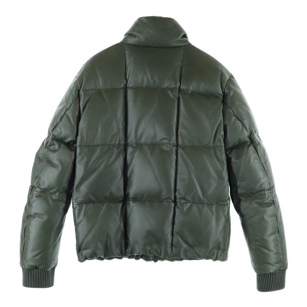 LOUIS VUITTON ルイヴィトン 14AW ラムスキン レザー ジップアップ ダウンジャケット カーキ RM142M H6LO6EKL6