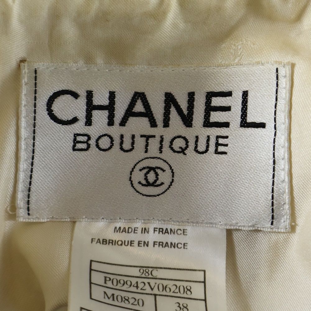  CHANEL シャネル 98 C クルーズ ココマーク シェルボタン ウールツイード 2 B テーラードジャケット アイボリー レディース パーカー トップス