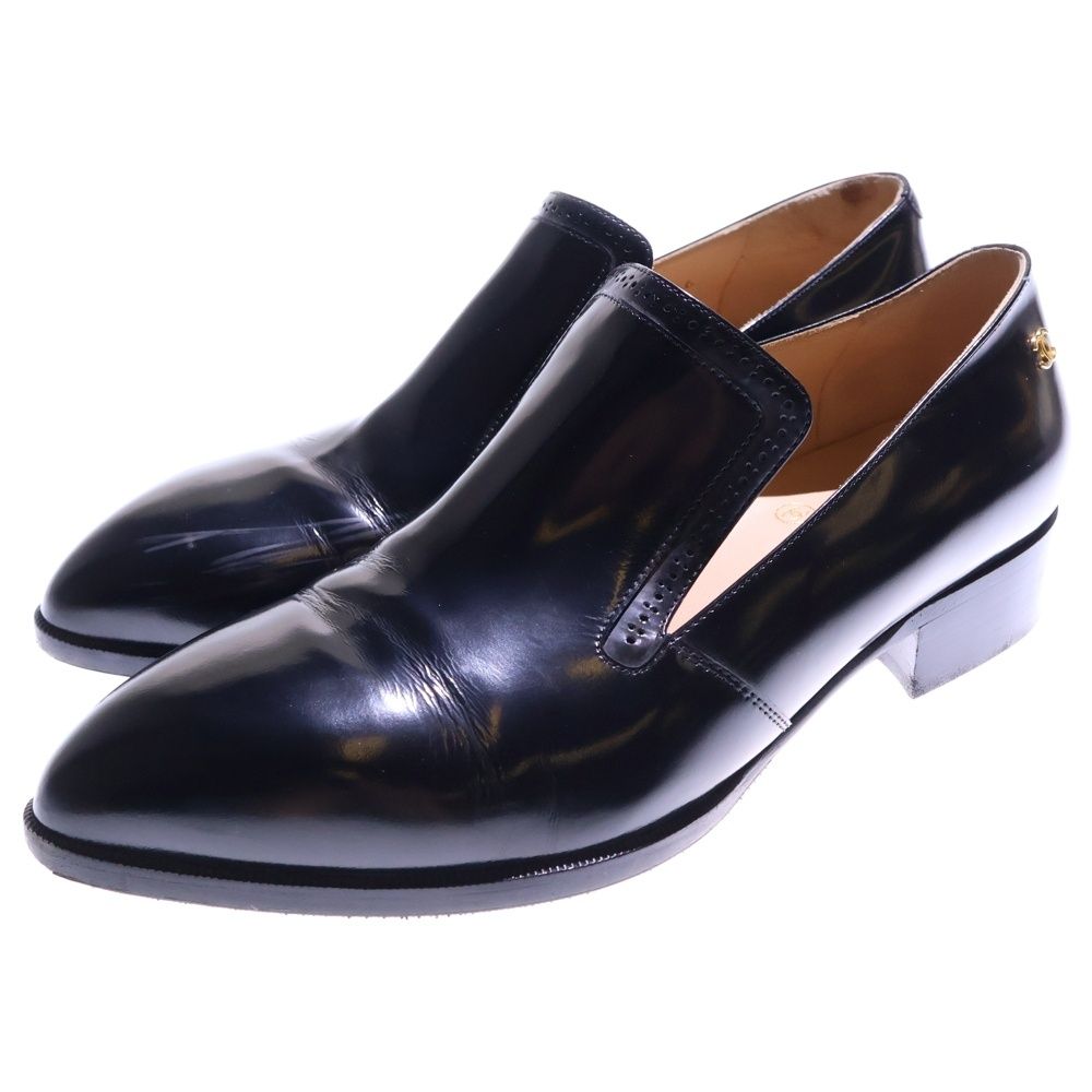 CHANEL シャネル ココマーク ロゴプレート ポインテッドトゥ パンチングレザー パンプス ドレスシューズ ブラック レディース