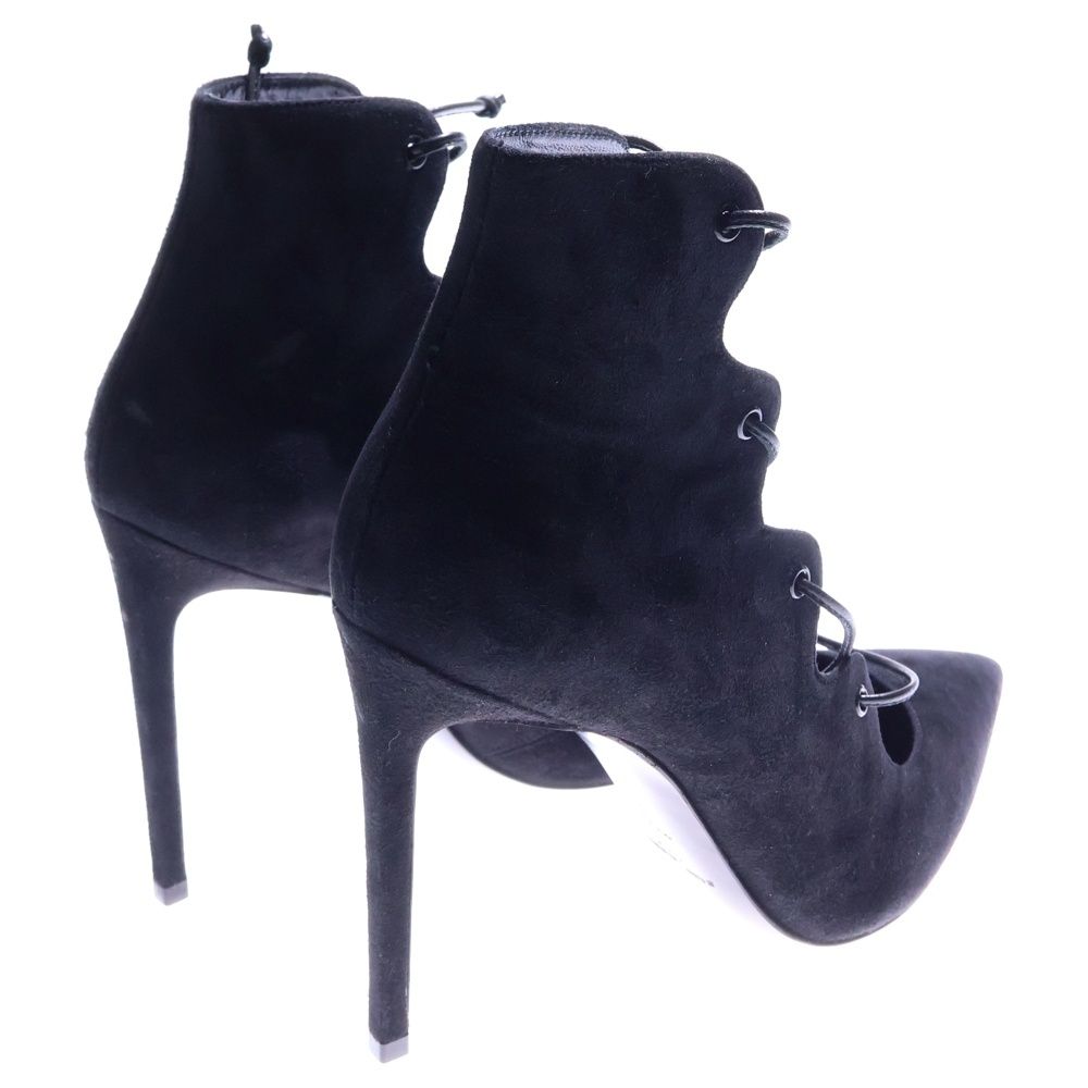  SAINT LAURENT PARIS サンローランパリ スエードレザー ポインテッドトゥ ヒール レースアップ ハイカットシューズ パンプス ブラック レディース 457719 ハイヒール パンプス パンプス