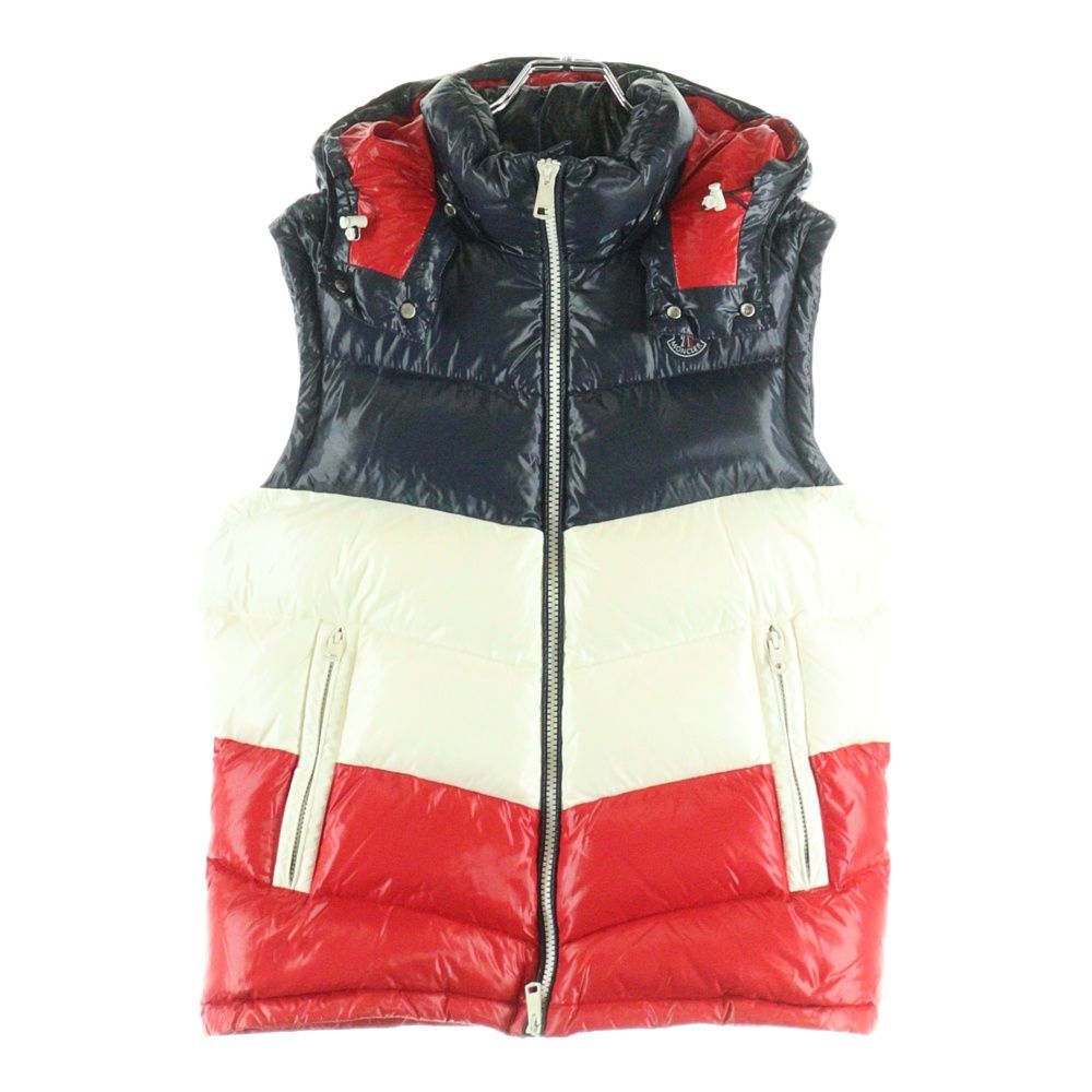 MONCLER モンクレール ×KITH PELAT CLASSIC BOX LOGO DOWN VEST C20964330805 ×キス クラシックボックスロゴ トリコロール ダウンベスト ホワイト レッド ネイビー