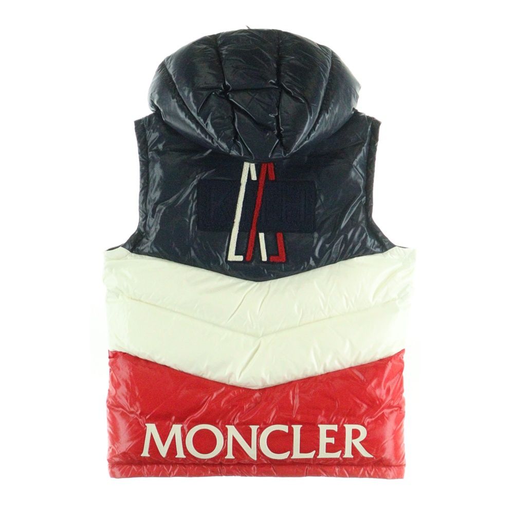 MONCLER モンクレール ×KITH PELAT CLASSIC BOX LOGO DOWN VEST C20964330805 ×キス クラシックボックスロゴ トリコロール ダウンベスト ホワイト レッド ネイビー