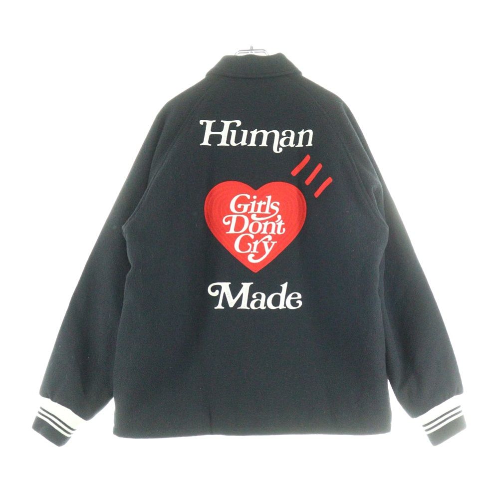 HUMAN MADE ヒューマンメイド Girls Don t Cry ガールズドントクライ フロント刺繍 ロゴパッチ バーシティジャケット スタジャン ブラック