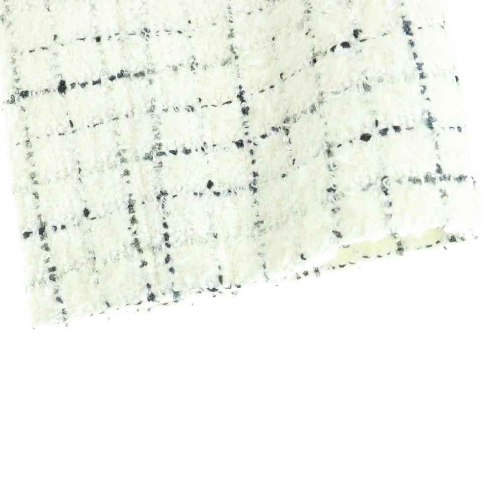 CHANEL シャネル ココマーク スパンコール ボタン チェック総柄 ラメツイード ジップアップ ジャケット ホワイト レディース P71201V62807 GINKGOPHARMACY_COM