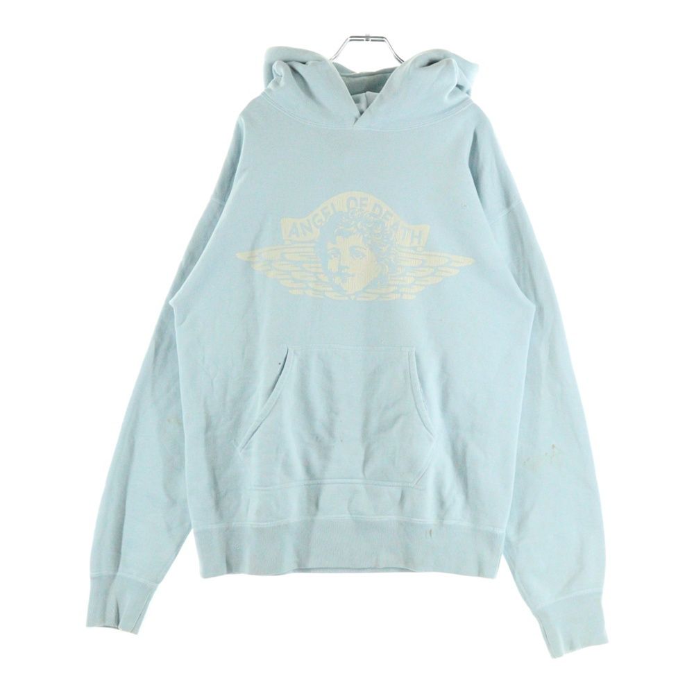 SAINT MICHAEL セントマイケル ANGEL SWEAT HOODIE エンジェル フロントプリント プルオーバーパーカー スウェットフーディ ライトブルー SM-S21-0000-042