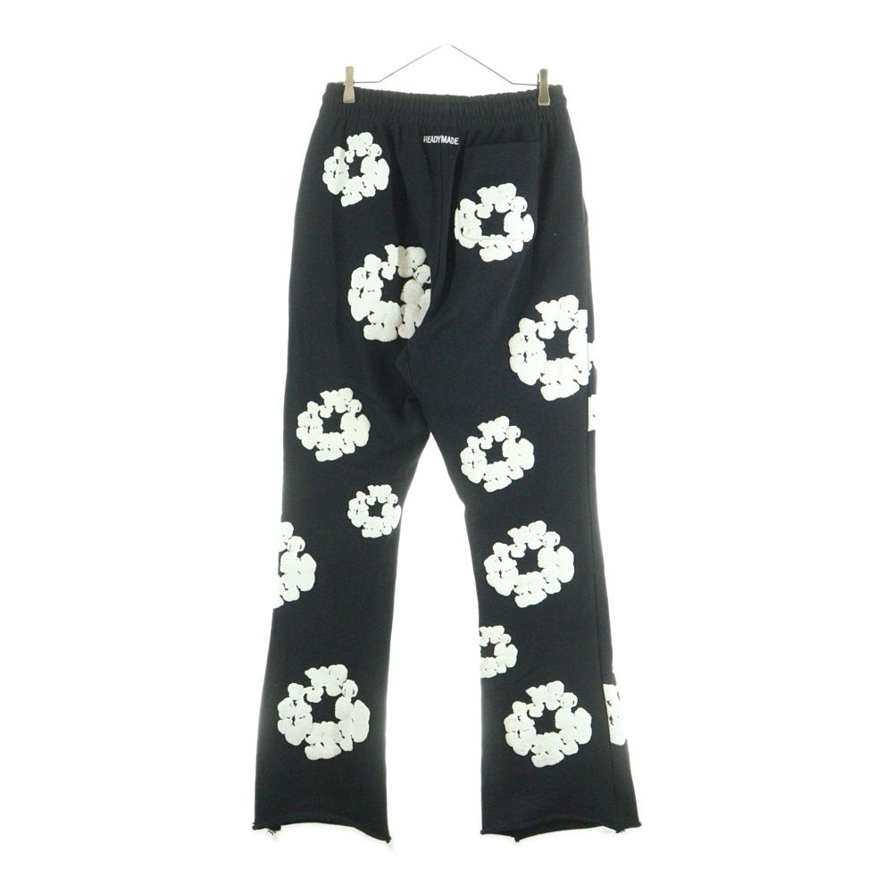 DENIM TEARS デニムティアーズ COTTON WREATH SWEAT FLARE PANTS コットンリース 総柄フラワー カットオフ フ スウェットパンツ ブラック RE DT BK 00 09