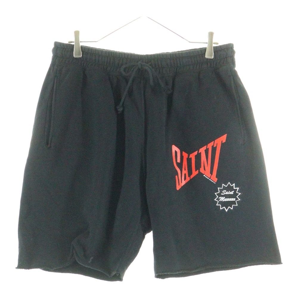 SAINT MICHAEL セントマイケル SWEAT SHORTS ロゴプリントスウェットハーフパンツ ブラック SM-YS8-0000-046