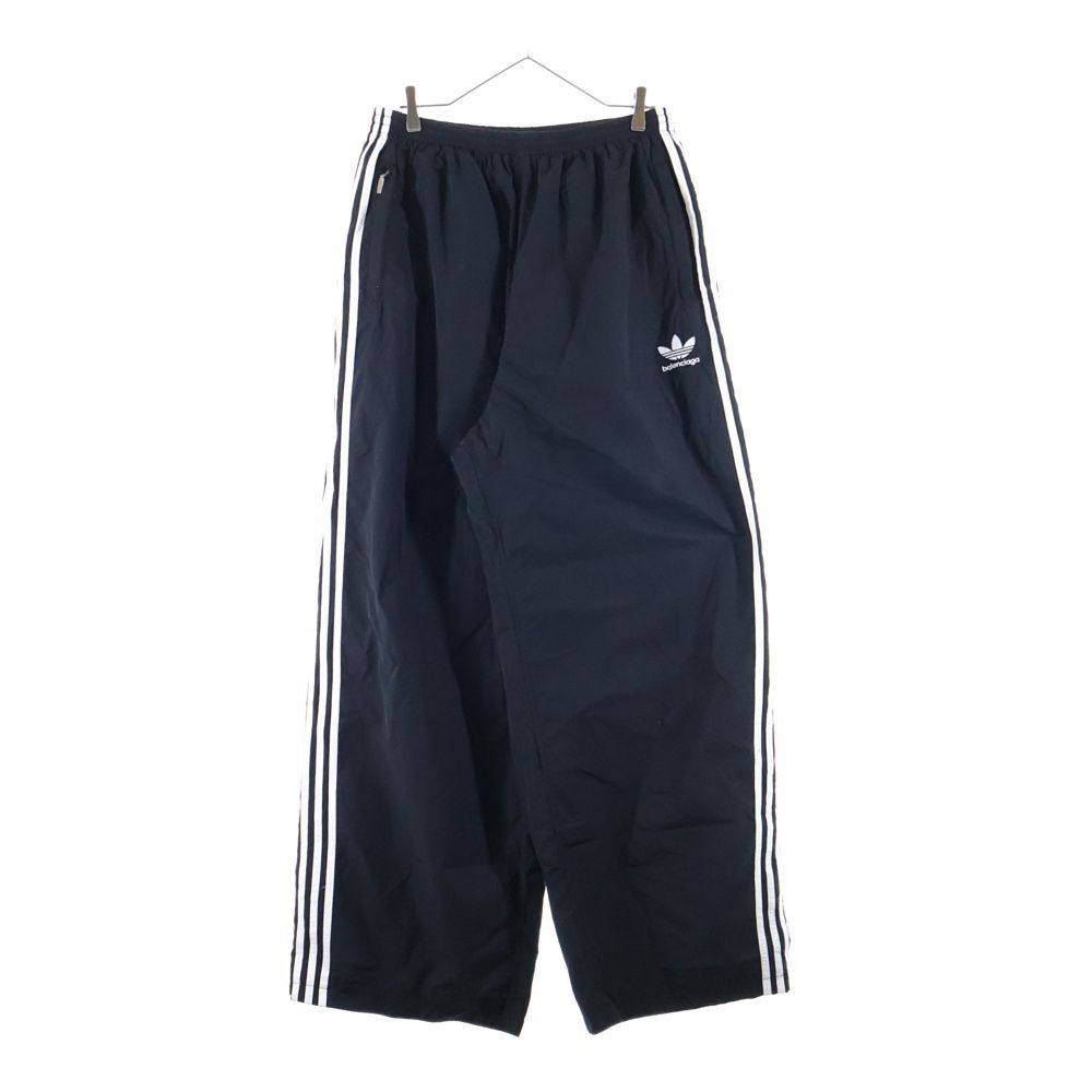 BALENCIAGA バレンシアガ 22AW ×adidas BAGGY WIDE TRACK PANT サイドライン バギーワイド ナイロン ロングパンツ ブラック 736051 TNQ25
