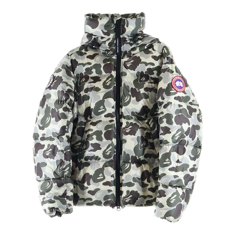 A BATHING APE アベイシングエイプ 23AW ×CANADA GOOSE ABC CAMO CROFTON PUFFER カナダグース 総柄 カモフラ フーデッド ダウンジャケット ブラウン カーキ 2252MBE