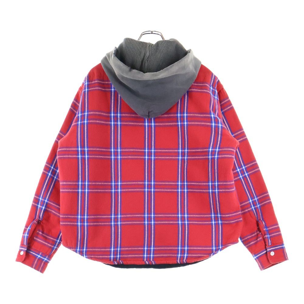 SAINT MICHAEL セントマイケル 24AW SHIRT JK FRANNEL QLT フランネル チェック キルティング フーデッド シャツ ジャケット レッド SM-YS1-0000-060