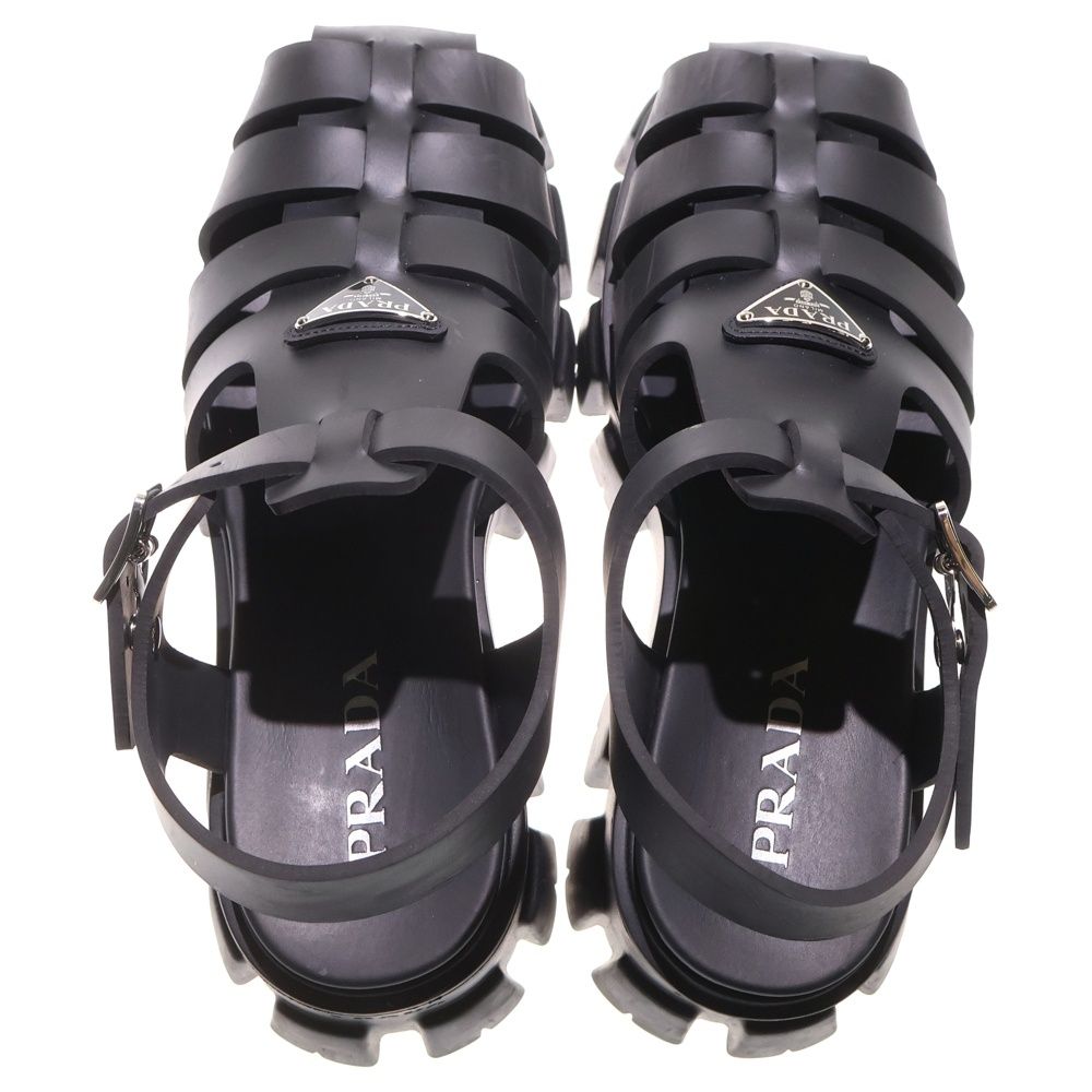 PRADA　プラダ　モノリスラバー　トライアングル　三角ロゴ　厚底　サンダル PRADA - プラダ モノリス ラバー サンダル トライアングルロゴ 厚底 35