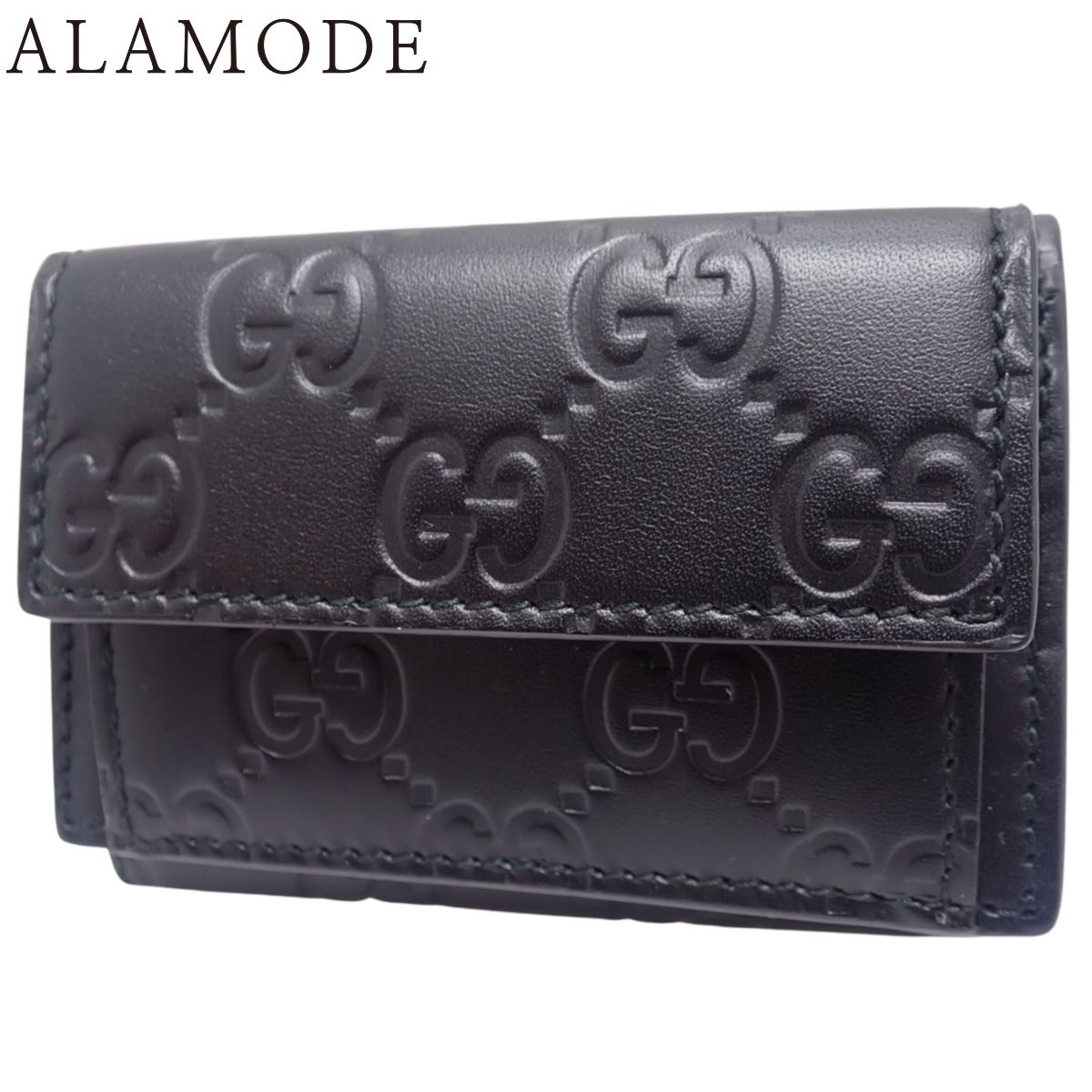GUCCI グッチ グッチシマ 三つ折り ウォレット コンパクトウォレット 3つ折り 財布 小物 グッチシマレザー ブラック黒 シルバー金具 547070 レディース 40802161009 アラモード