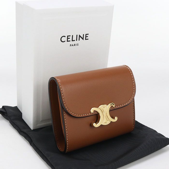 CELINE セリーヌ スモール フラップウォレット トリオンフ 10D78 3BZG.04LU 三折財布 ラムスキン レディース