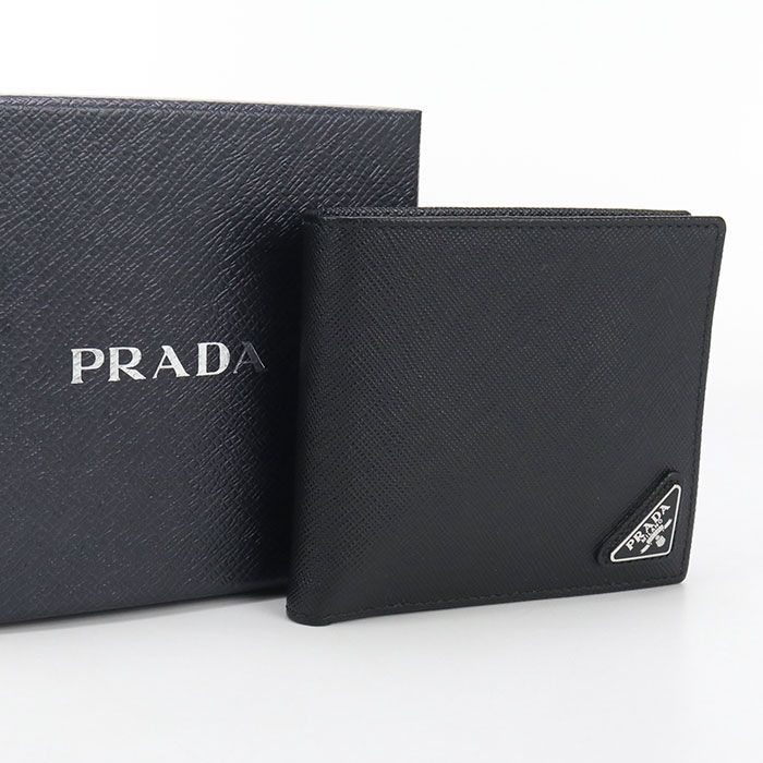 PRADA プラダ サフィアーノレザーウォレット コインパース付き 2MO738 QHH F0002 二折財布 カーフレザー メンズ