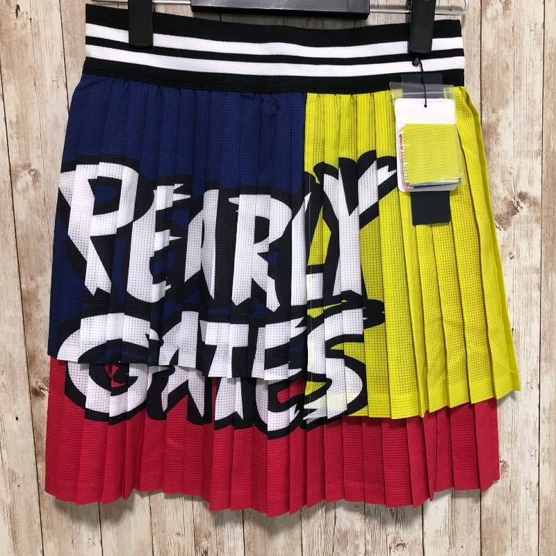 パーリーゲイツ PEARLY GATES レディース ゴルフウェア プリーツスカート 0サイズ Sサイズ相当 ブルー イエロー レッド