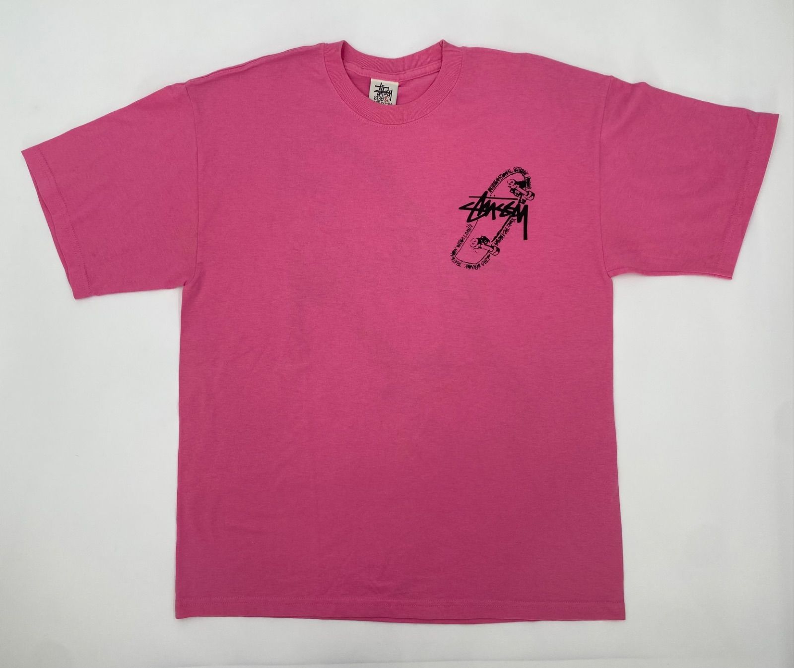 OLD STUSSY 90s 白タグ USA製 L ピンク スケート Tシャツ オールド