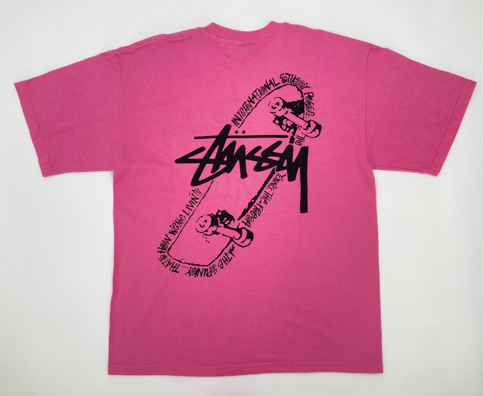 OLD STUSSY 90s 白タグ USA製 L ピンク スケート Tシャツ オールド