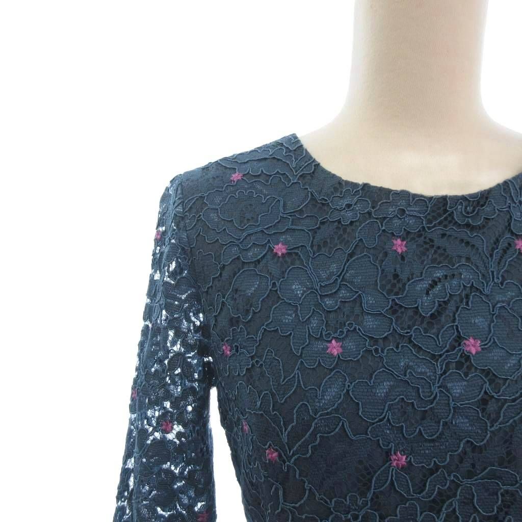  ダイアグラム Diagram ドレス フ ワンピース ロング丈 長袖 レース 花 刺繍 3843 1167-0 青 ブルー 36 長袖 七分袖 その他