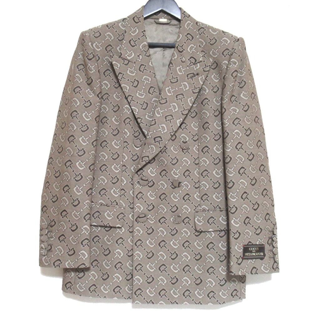 新品同様 GUCCI グッチ ホースビット柄 ジャガード ダブルブレスト 