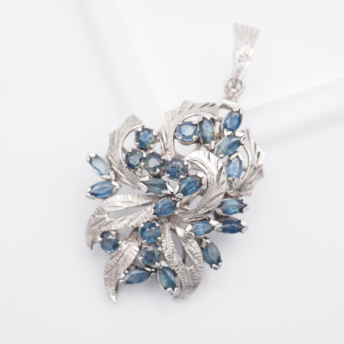 H851 サファイア ブルースピネル ペンダント トップ デザイン シルバー チャーム ヘッド