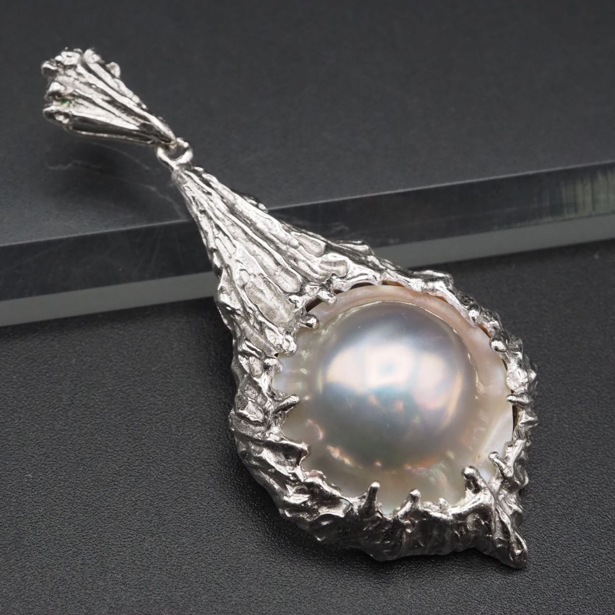 H821 マザーオブパール 真珠 ペンダント トップ デザイン シルバー チャーム ヘッド 6月誕生石