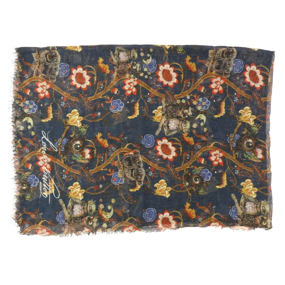 LOUIS VUITTON ルイ ヴィトン × Chapman Brothers チャップマンブラザーズ カシミヤ シルク 大判ストール ネイビー系