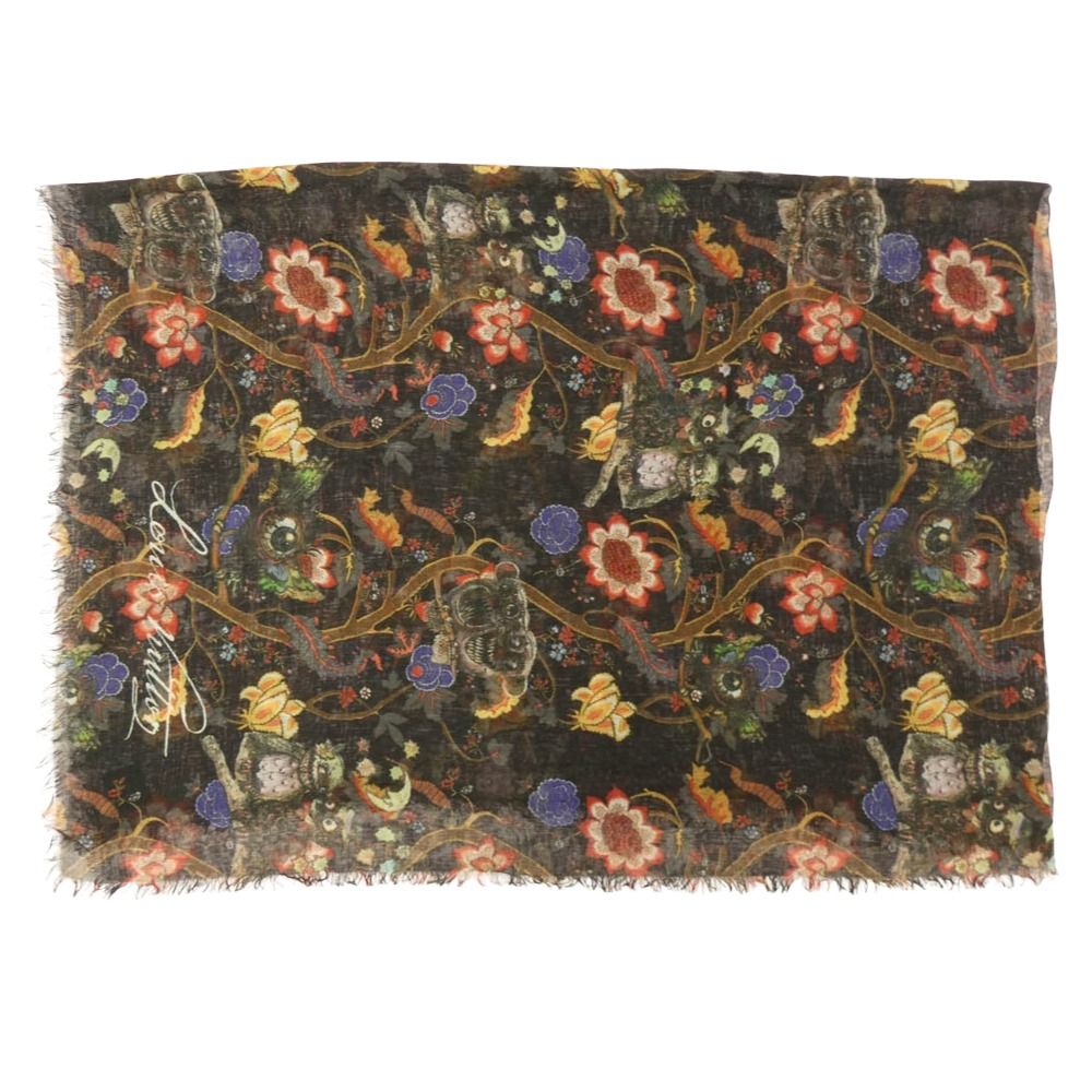 LOUIS VUITTON ルイ ヴィトン MP1238 × Chapman Brothers チャップマンブラザーズ カシミヤ シルク 大判ストール ブラック系 マルチ 系