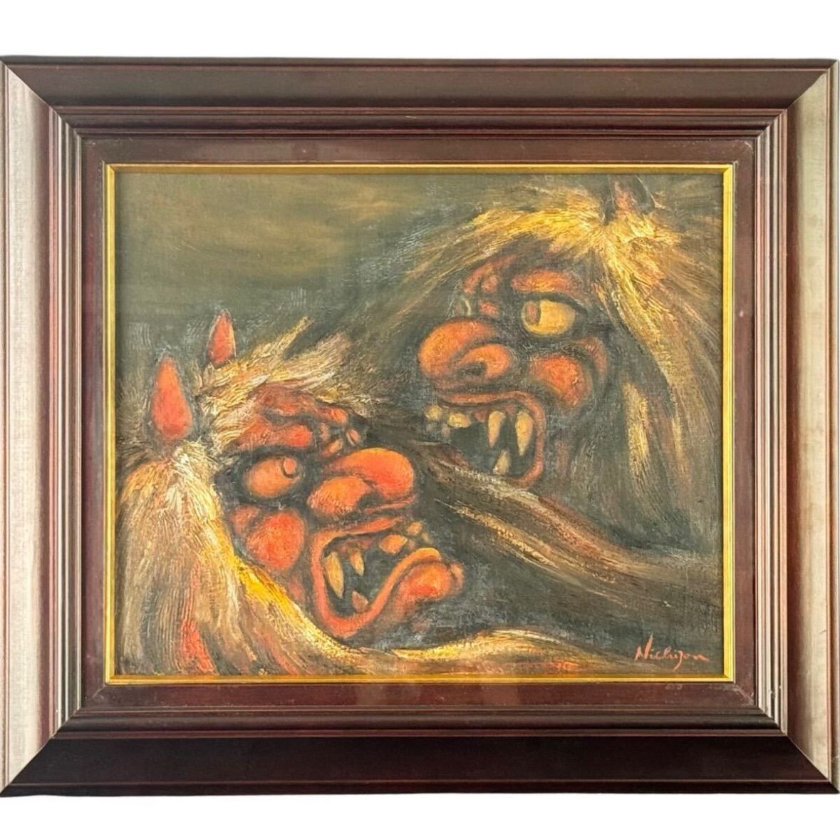 田中日喜 鬼面 油彩 8号 サロン ド パリ会員 愛知県出身 たなかにちぜん