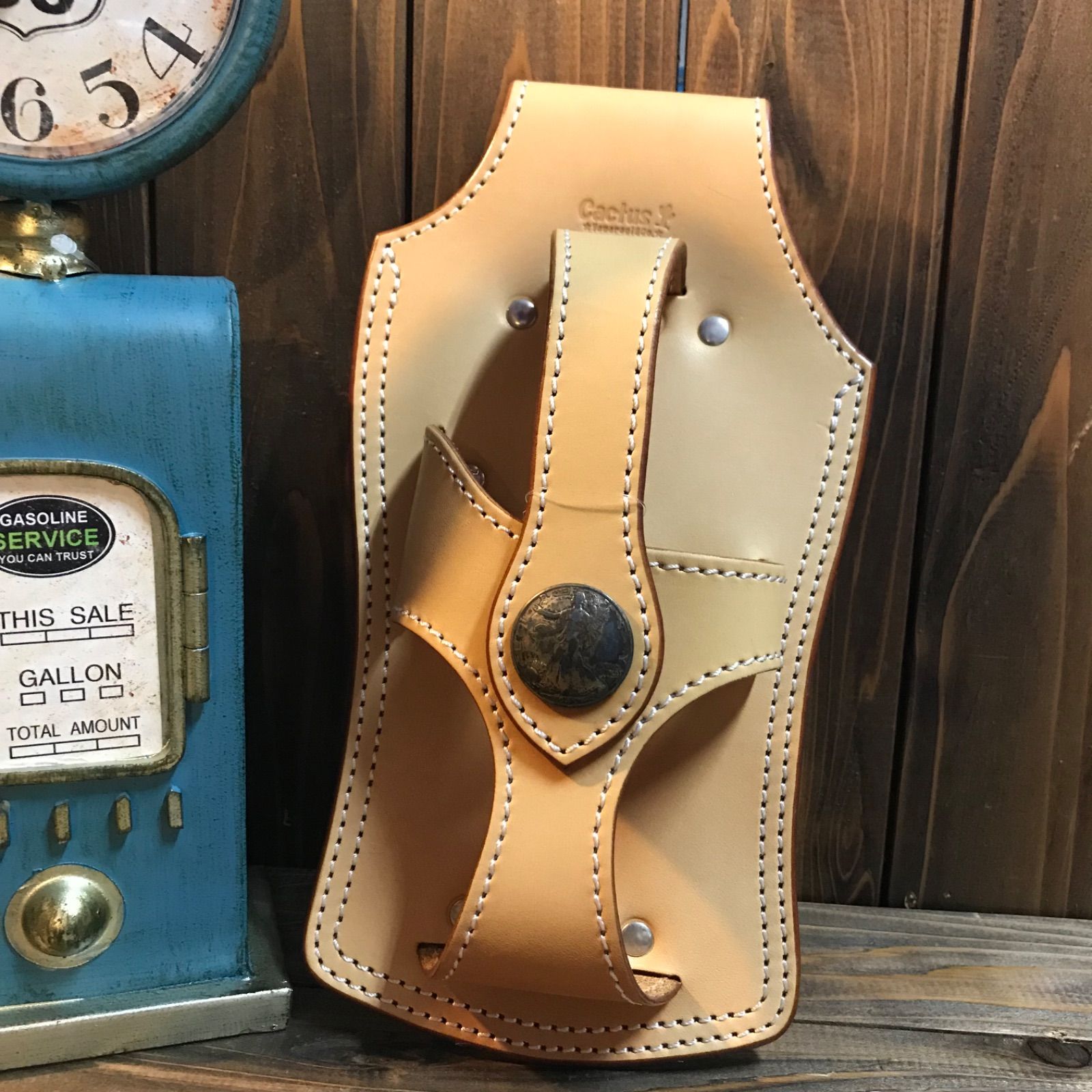 レザー タバコケース シガレットケース スマホケース キーケース ポーチ ブラウン タン キャメル コンチョ