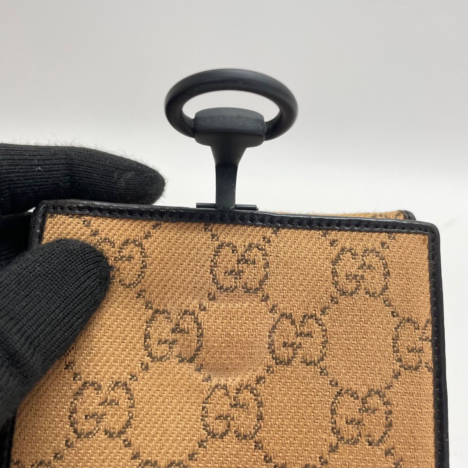 2067 GUCCI グッチ 折り財布 キャンバス GG ホースビット Wホック