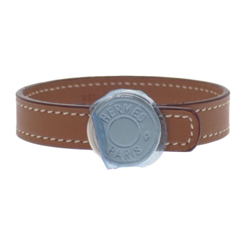 HERMES セリエ ルーピング ソルド品 ブレスレット レザー ブラウン ブラック シルバー金具 レディース メンズ ジュエリー