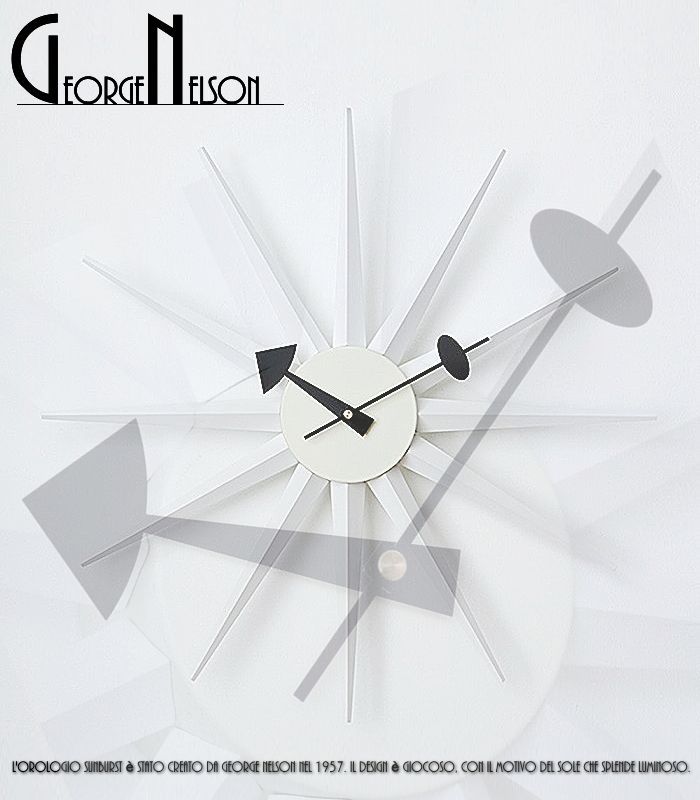 ジョージネルソン george nelson サンバーストクロック 掛け時計 ホワイト WHITE WH リプロダクト ミッドセンチュリーの象徴 白 ウォールクロック 壁掛け時計
