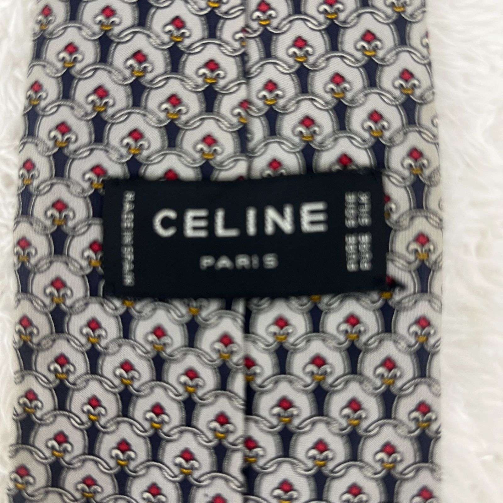 訳アリ》CELINE (セリーヌ) シルクネクタイ スペイン製 総柄