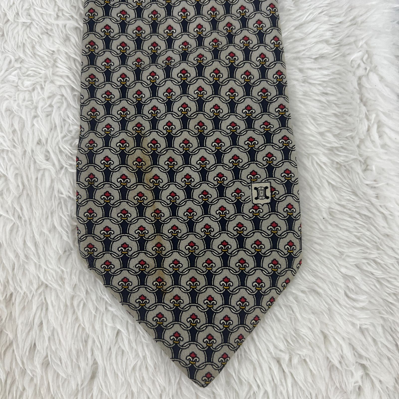 訳アリ》CELINE (セリーヌ) シルクネクタイ スペイン製 総柄
