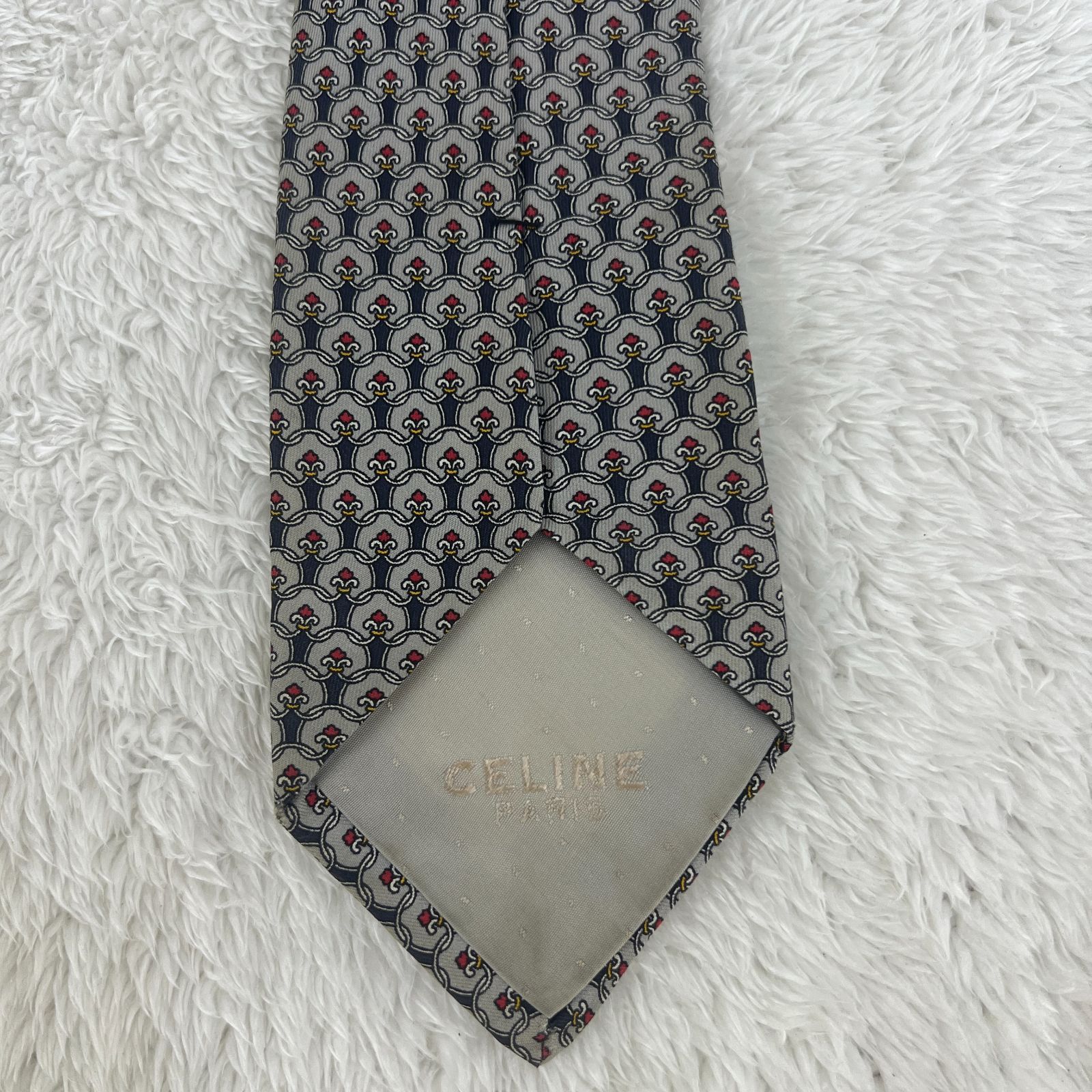 訳アリ》CELINE (セリーヌ) シルクネクタイ スペイン製 総柄