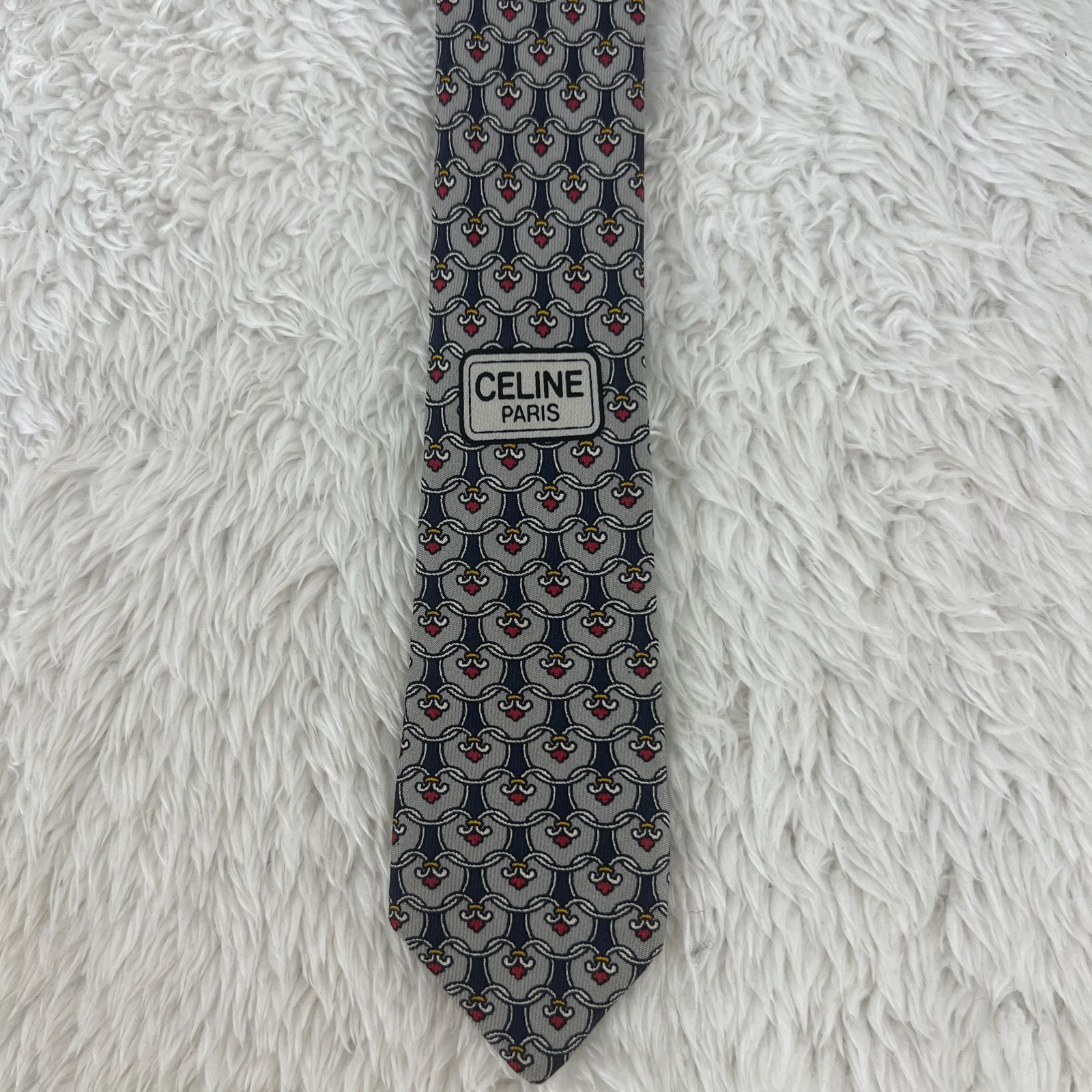 訳アリ》CELINE (セリーヌ) シルクネクタイ スペイン製 総柄