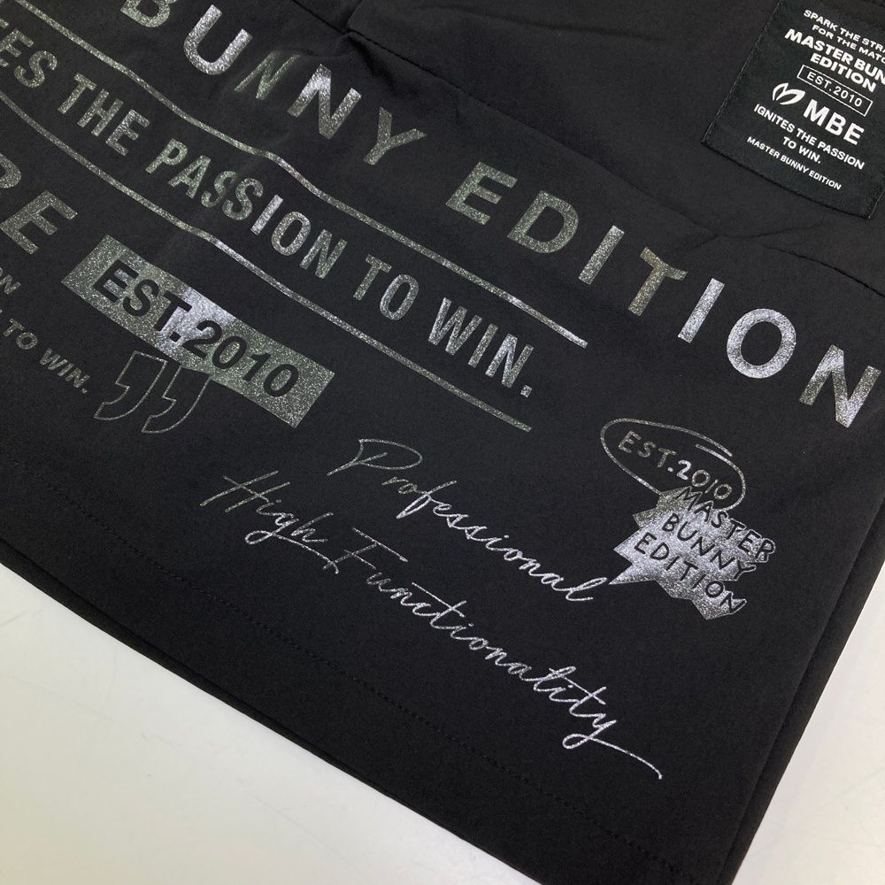  サイズ 0 MASTER BUNNY EDITION マスターバニーエディション モデル ストレッチスカート ロゴ 総柄 ブラック系 ゴルフウェア レディース ストスト スカート レディースウェア