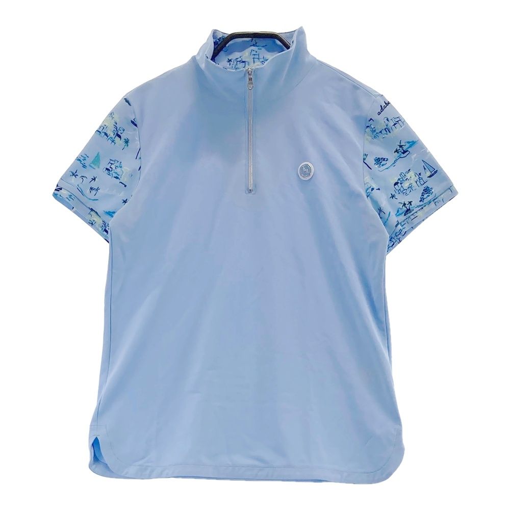 サイズ：38 ADABAT アダバット ハーフジップ 半袖ポロシャツ ブルー系