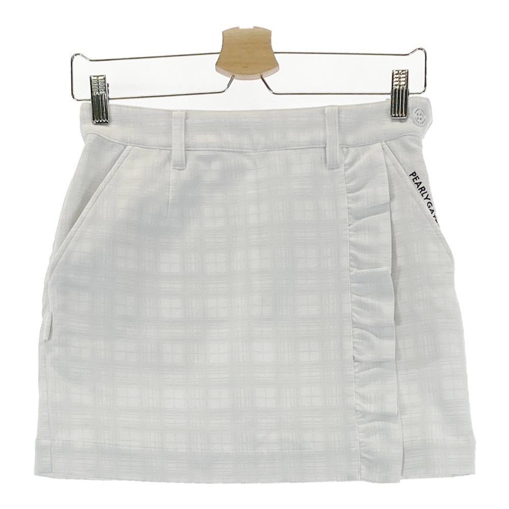 サイズ 0 PEARLY GATES パーリーゲイツ ラップ風フリルスカート チェック柄 ホワイト系 240101555393 ゴルフウェア レディース ストスト