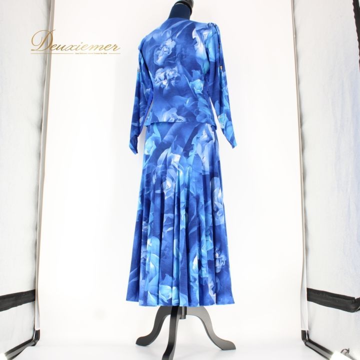 社交ダンス　ブルーが爽やかで綺麗　　お楽しみ付き！ 社交ダンス 衣装 スタンダード 上下セット ツーピース パーティ衣装