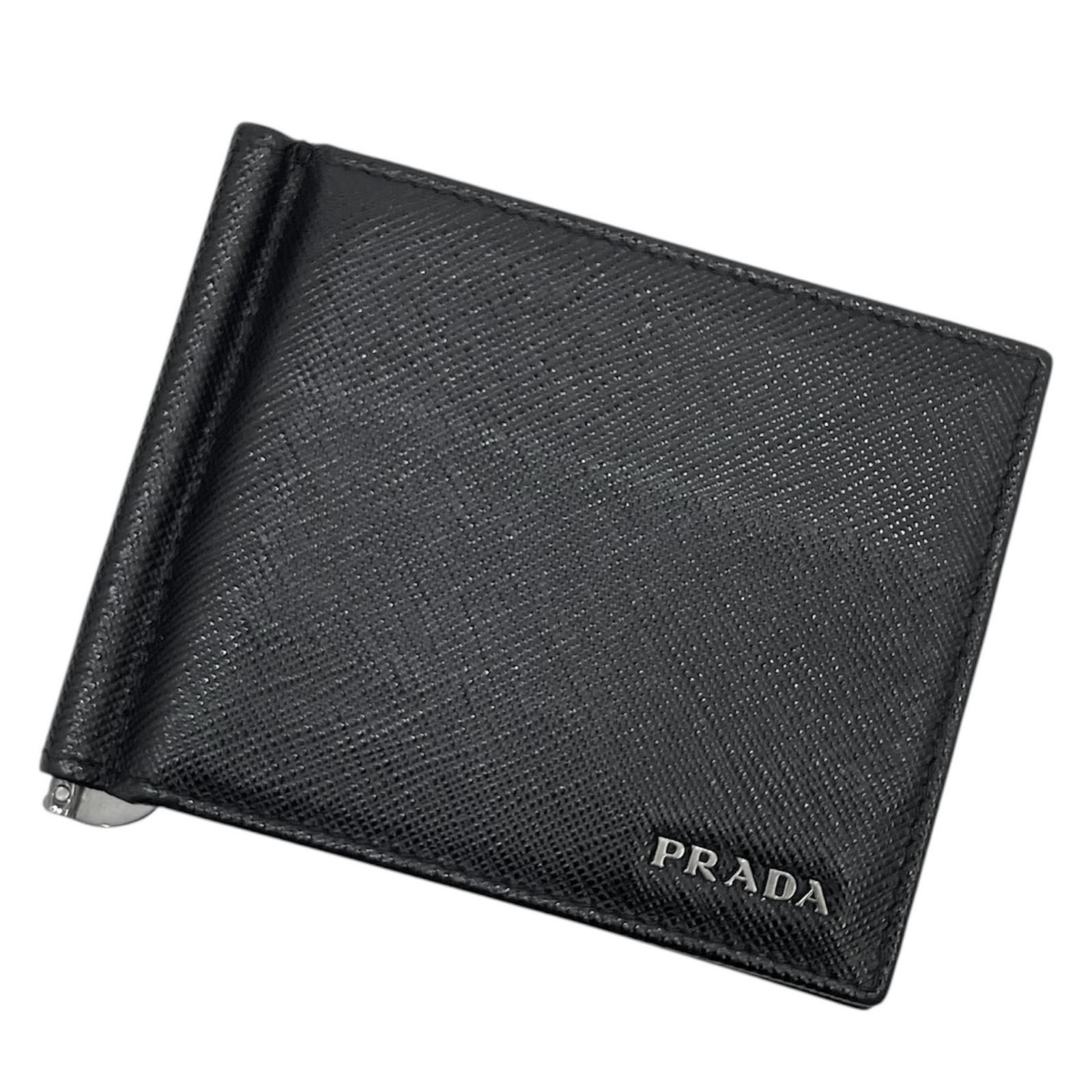 PRADA プラダ サフィアーノ 二つ折り財布 マネークリップ付 ブラック 尾張小牧店