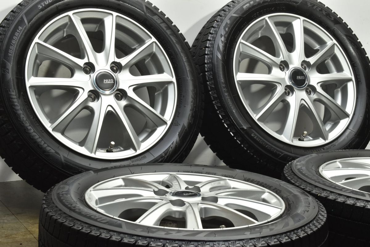 交換用に PREO 14 in 4 5 J 45 PCD 100 ブリヂストン ブリザック VRX 3 155 65 R ピクシス N BOX ONE デイズ モコ サクラ スタッドレス