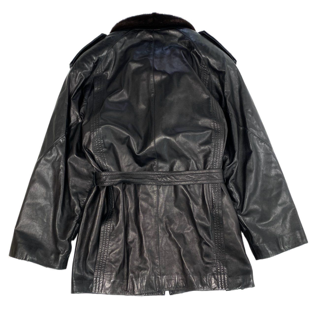 レザージャケット リアルファー 毛皮 本革 ブラック 黒 38 M 送料無料!】全10サイズ メンズ シープファーカラー ブラックラムスキン