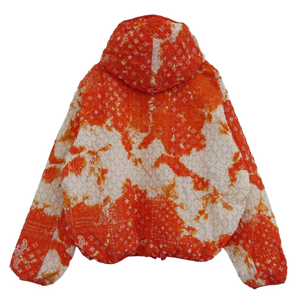 LOUIS VUITTON ルイ ヴィトン 22年製 RM222M NW1 HNB12W モノグラム バンダナ タイダイ ブリーチ加工 総柄 ジップアップ フーディ ジャケット 52 オレンジ系 52